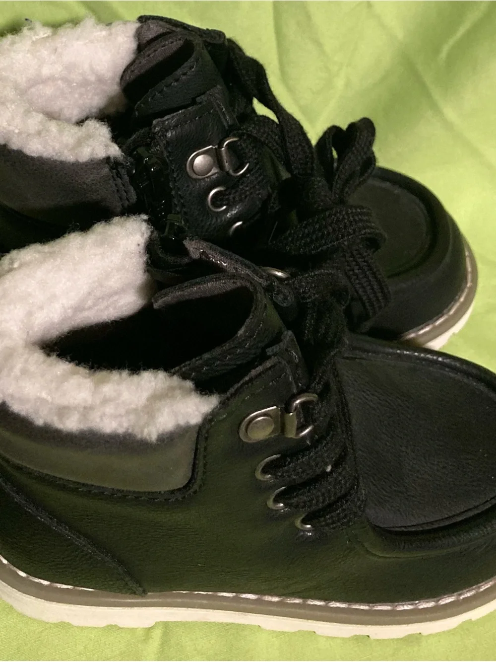 Kids Black Lace-Up Winter Boots with Faux Fur